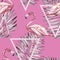 Seamless pattern with tropical Flamingo. Element for design of invitations, movie posters, fabrics and other objects