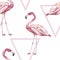 Seamless pattern with tropical Flamingo. Element for design of invitations, movie posters, fabrics and other objects