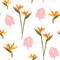 Seamless pattern with tropical flowers. Creative floral texture. Great for fabric, textile Vector Illustration