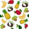 Seamless Pattern of Tropical Fruits