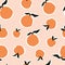 Seamless pattern with tropical fruits oranges tangerines stickers paper cut