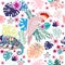 Seamless pattern with tropical parrots