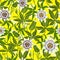 Seamless pattern with tropical passion flowers