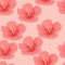 Seamless pattern of tropical pink hibiscus flowers