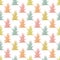 Seamless pattern with tropical, succulent plants, bushes.