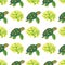 Seamless pattern with tropical turtle and coral