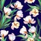Seamless pattern from tulip drawing in color pencils.