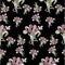 Seamless pattern with tulips abstract flowers on black