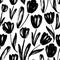 Seamless pattern with tulips. Abstract vector natural texture.