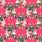 Seamless pattern tulips and hummingbirds