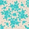 Seamless pattern, turquoise roses on a beige background, a wreath of roses