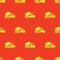 Seamless pattern two color mixer truck icon with orange background