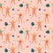 Seamless pattern with two women wearing swimwear. Body positive female character. Owerweight characters