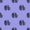 Seamless pattern with ugly plum on purple background. Tropical abstract background. Ugly food