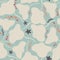 Seamless pattern with underwater ocean animals, cute stingray and starfish