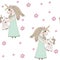 Seamless pattern with Unicorn with long hair with flower