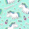 Seamless pattern with unicorns