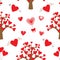 Seamless pattern Valentine`s day hearts tree lovers balloons candy vector illustration