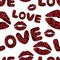 Seamless pattern valentine`s day leopard lips vector illustration