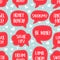 Seamless pattern of Valentines Day talk bubbles with cute names and phrases.