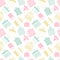 Seamless pattern a variety of gift boxes in pastel color. Festive background of different presents. Design for birthday