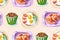 Seamless pattern  with various breakfasts