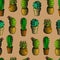 seamless pattern, various cacti in pots , for paper and textile