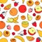 Seamless pattern with various fruit