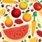 Seamless pattern with various fruits and berries