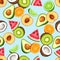 Seamless pattern with various fruits. Vector illustration