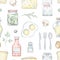 Seamless pattern with various grocery products