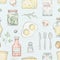 Seamless pattern with various grocery products