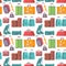 Seamless pattern with various Luggage