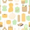 Seamless pattern with various scented candles for home decor or aromatherapy