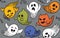 Seamless pattern with various spooky ghosts