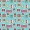 Seamless pattern with various type house window frame and balconies