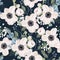 Seamless pattern Vector floral watercolor style design: garden powder Anemone flower