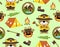 Seamless pattern vector of funny bear cartoon in scout costume, camping element illustration