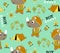 Seamless pattern vector of little rhino cartoon