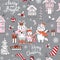 Seamless pattern vector Merry Christmas friends and elements