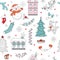 Seamless pattern vector Merry Christmas snowman and elements