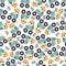 Seamless pattern vector of monster truck with little lion driver.