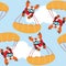 Seamless pattern vector with skydiver bear, parachute and planes. Design concept for kids textile print, nursery wallpaper,