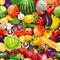 seamless pattern with vegetables, fruits and mushrooms