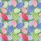 Seamless pattern with vegetables in the style of linart on a green background.