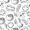 Seamless pattern of vegetables. Vegetarian food