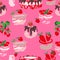 Seamless pattern vegetarian sweets with strawberries.