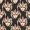 Seamless pattern with venetian masks of laughter and sadness emotions