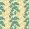 Seamless pattern, vertical arrangement of hand drawn ginko leaves