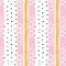 Seamless Pattern in vertical stripes - Pink and gold stripes on black dots